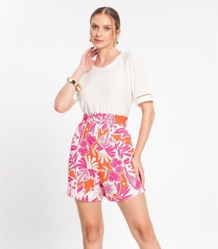 Shorts Feminino Estampado Rovitex Laranja - Marca Rovitex