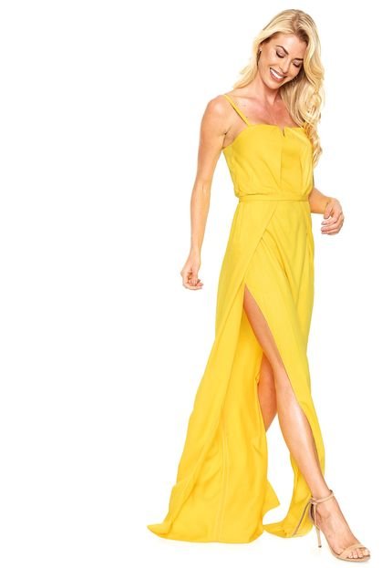Vestido Tufi Duek Longo Alças Amarelo - Marca Tufi Duek
