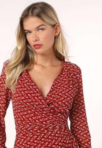 Vestido Trendyol Collection Midi Transpassado Vermelho - Compre