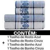 Toalhas de Banho e Rosto Karsten Kit com 4 peças - Modelos Laurea, Florins e Abrantes - Emcompre - Marca Karsten