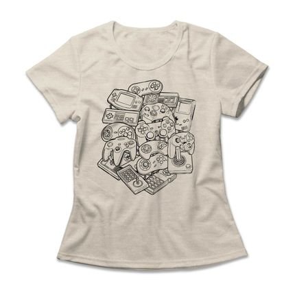 Camiseta Feminina Joysticks - Mescla Banana - Marca Studio Geek 