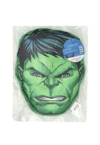 Almofada Infantil Lepper Transfer Avengers Hulk 30 cm x 39 cm Verde