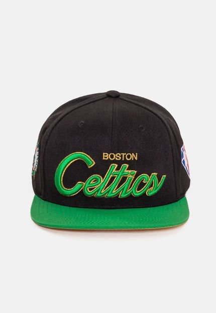 Boné Mitchell & Ness NBA 75TH Gold Snapback Boston Celtics Preto - Marca Mitchell & Ness