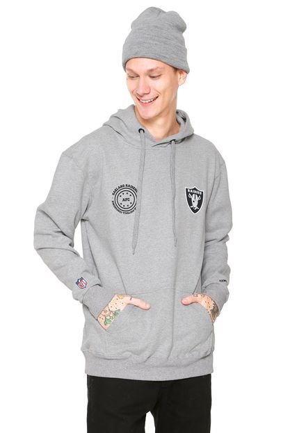 Moletom Flanelado Fechado New Era Oakland Raiders Cinza - Marca New Era