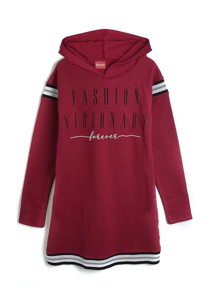 Vestido Amora Infantil Lettering Vinho - Marca Amora