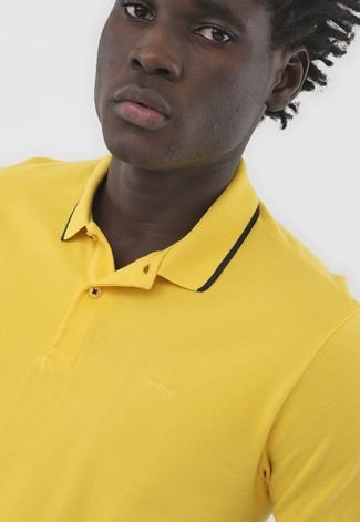 Camisa Polo Colcci Reta Frisos Amarela