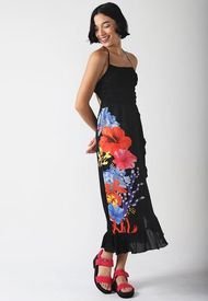Vestido Desigual Coral Maxi Dress Negro - Calce Holgado