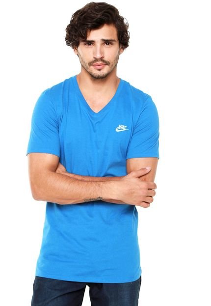 Camiseta Nike Sportswear VNK Club Embrd Ftra Azul - Marca Nike Sportswear