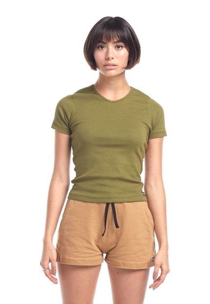 Camiseta Canelada Slim Brohood Feminina Verde - Marca Brohood