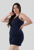 Baby Doll Plus Size Diluxo Canelado Ribana Detalhe em Renda Azul Marinho - Marca Diluxo