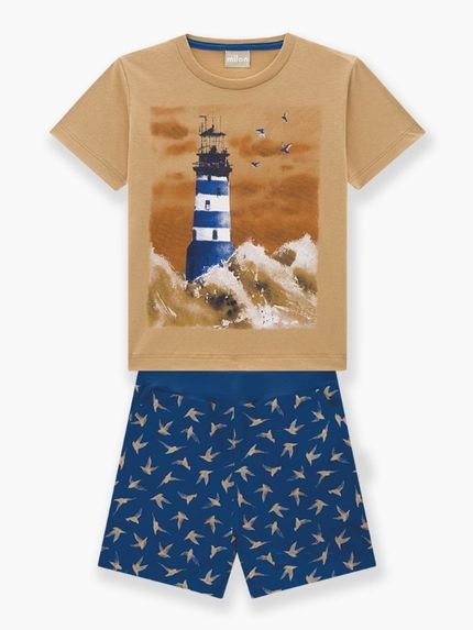 Conjunto Infantil Menino Camiseta   Bermuda Milon camurca - Marca Milon