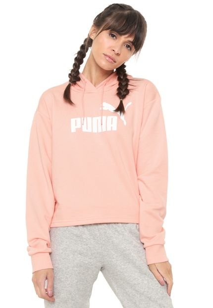 Moletom Fechado Cropped Puma Essentials Coral - Marca Puma