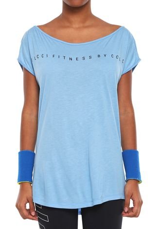 Camiseta Colcci Fitness Raglan Azul