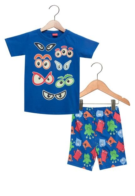 Pijama Tricae Curto Monster Azul - Marca Tricae