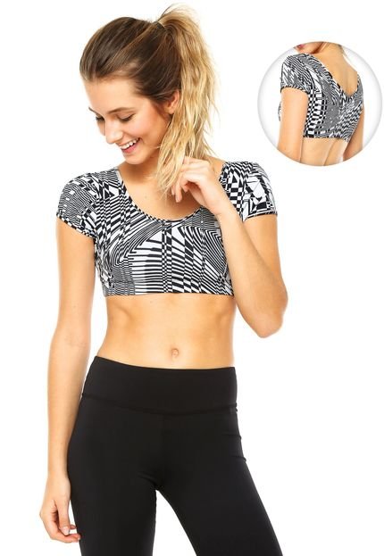 Top Power Fit Cropped Preto/ Branco - Marca Power Fit