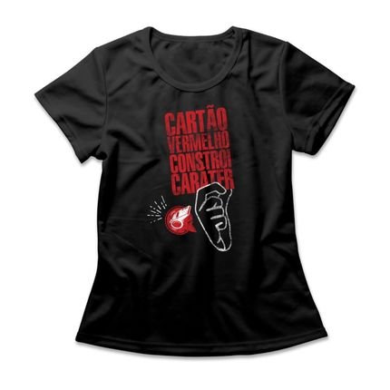 Camiseta Feminina Cartão Vermelho - Preto - Marca Studio Geek 