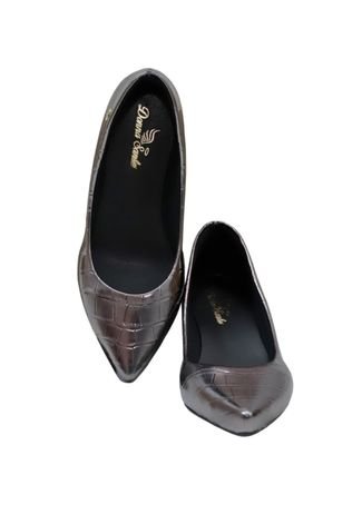 Scarpin Bico Fino Donna Santa Prata Velho - Croco