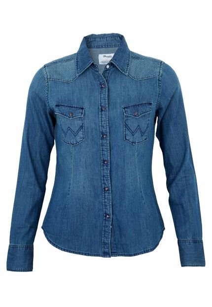 Camisa Jeans Wrangler Pocket Azul - Marca Wrangler