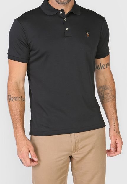 Camisa Polo Polo Ralph Lauren Slim Bordado Preta - Marca Polo Ralph Lauren