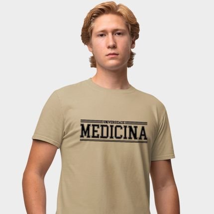Camisa Camiseta Genuine Grit Masculina Estampada Algodão Faculdade Medicina - P - Caqui - Marca Genuine