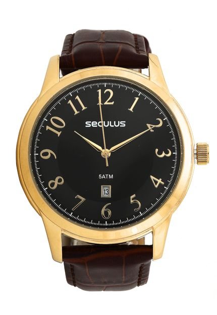 Relógio Seculus 23597GPSVDC2 Marrom/Dourado - Marca Seculus