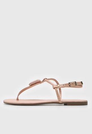 Rasteira DAFITI SHOES Com Pedras Nude - Compre Agora