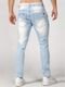 Calça Jeans Masculina Azul Claro Tinta Escura e Rasgos Modernos Ref:164 - Marca CAMISETERIA TATTOOS