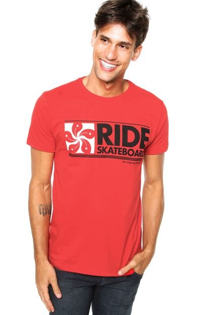 Camiseta Manga Curta Ride Skateboard Hong Kong Vermelha - Marca Ride Skateboard