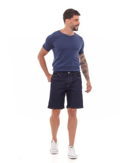 Bermuda Jeans Masculina com Detalhe No Bolso 23481 Escura Consciência - Marca Consciência