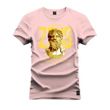 Camiseta Plus Size Unissex Algodão Macia Premium Estampada Zeus Rei - Rosa - Marca Nexstar