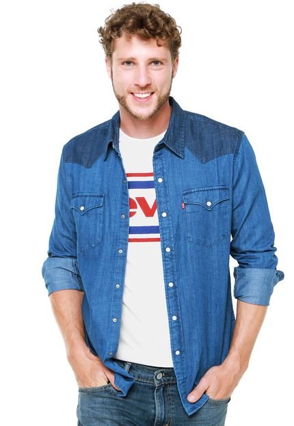 Camisa Jeans Levis Recortes Azul - Marca Levis