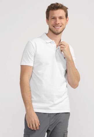 Camisa Polo Calvin Klein Jeans Reta Logo Branca - Compre Agora