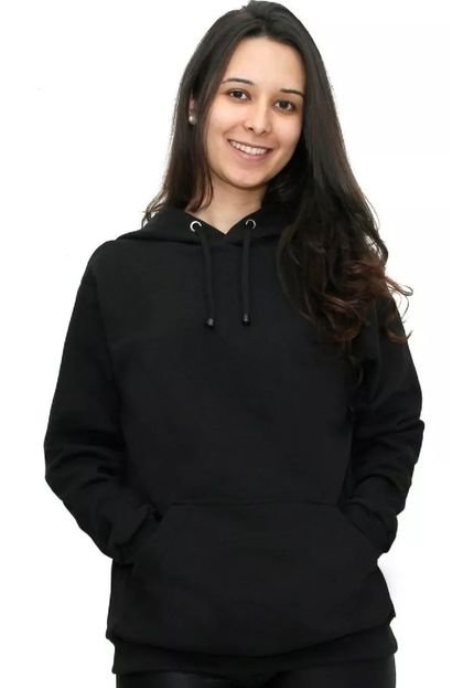 Moletom Flanelado Feminino Blusa de Frio Fechado Urbania Moleton Preto - Marca Urbania