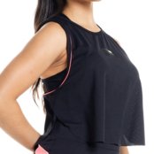 Regata Cropped Feminina Estilo do Corpo Dry com Recortes Preto - Marca Estilo Do Corpo