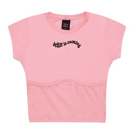 Blusa Juvenil Meia Malha - 48501-1183 Blusa - Rosa - 48501-1183-16 - Marca Pulla Bulla