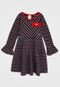 Vestido Colorittá Infantil Listrada Preto/Vermelho - Marca Colorittá