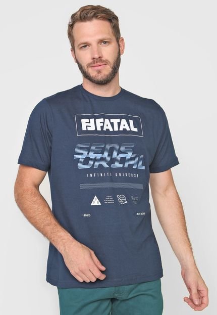 Camiseta Fatal Lettering Azul-Marinho - Marca Fatal