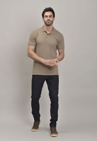 Camiseta Gola Polo Texturizada Masculino na cor Caqui Dialogo Jeans