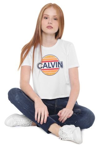 Camiseta Calvin Klein Jeans Cropped Sunny Branca