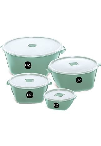 Kit 4 Potes Multiuso Premium Verde Menta Sólido Plástico Uz Utilidades