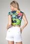 Blusa Cropped Colcci Slim Manga Justa Fashion Floral - Marca Colcci