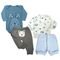 Kit Roupas de Bebê 4 Pçs Body Mijão Bordado Camiseta e Short Azul - Marca Koala Baby