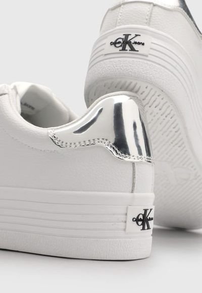Tenis Lifestyle Blanco Plateado Calvin Klein Vulc Platform Laceup