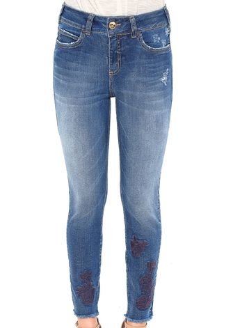 Calça Jeans Colcci Bordada Azul