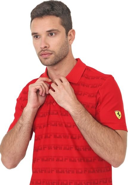 Camisa Polo Puma Reta Sf Aop Ferrari Vermelha - Marca Puma
