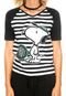 Camiseta FiveBlu Snoopy Listrada Branca/Preto - Marca FiveBlu