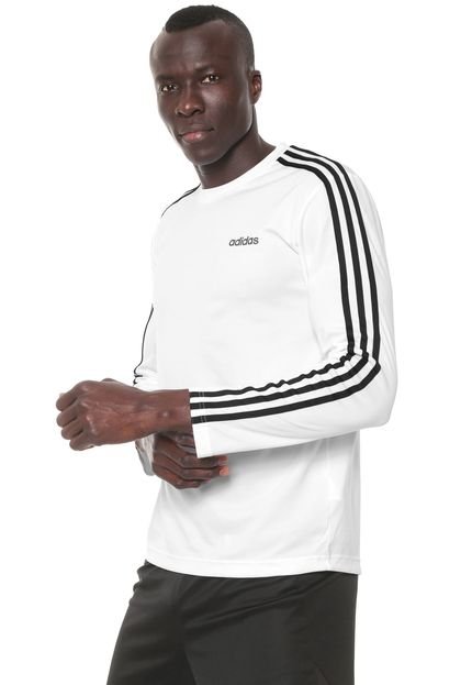 Camiseta adidas Performance Mlm D2m 3s Ls Branca/Preta - Marca adidas Performance