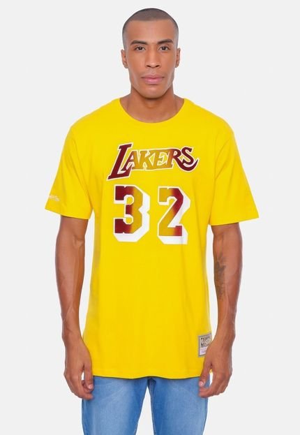 Camiseta Mitchell & Ness Los Angeles Lakers Amarela - Marca Mitchell & Ness