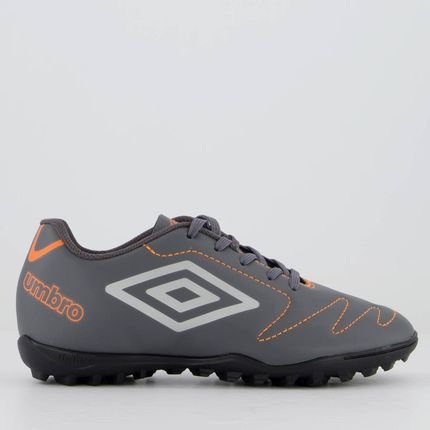 Chuteira Umbro Class 2.2 Society Juvenil Cinza e Laranja - Marca Umbro