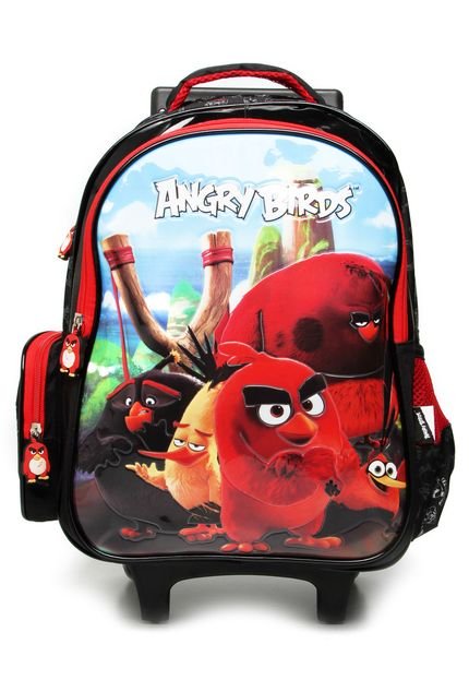 Mochila de Rodinhas Santino Angry Birds Preta/Vermelha - Marca Santino
